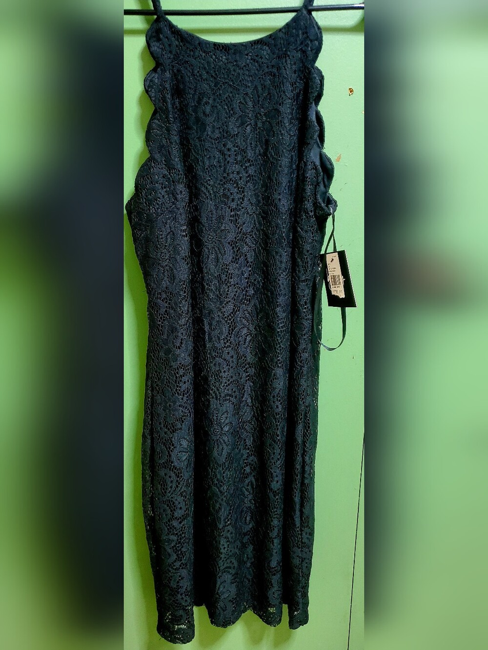by & by Black Lace Midi Dress with Scalloped Sides